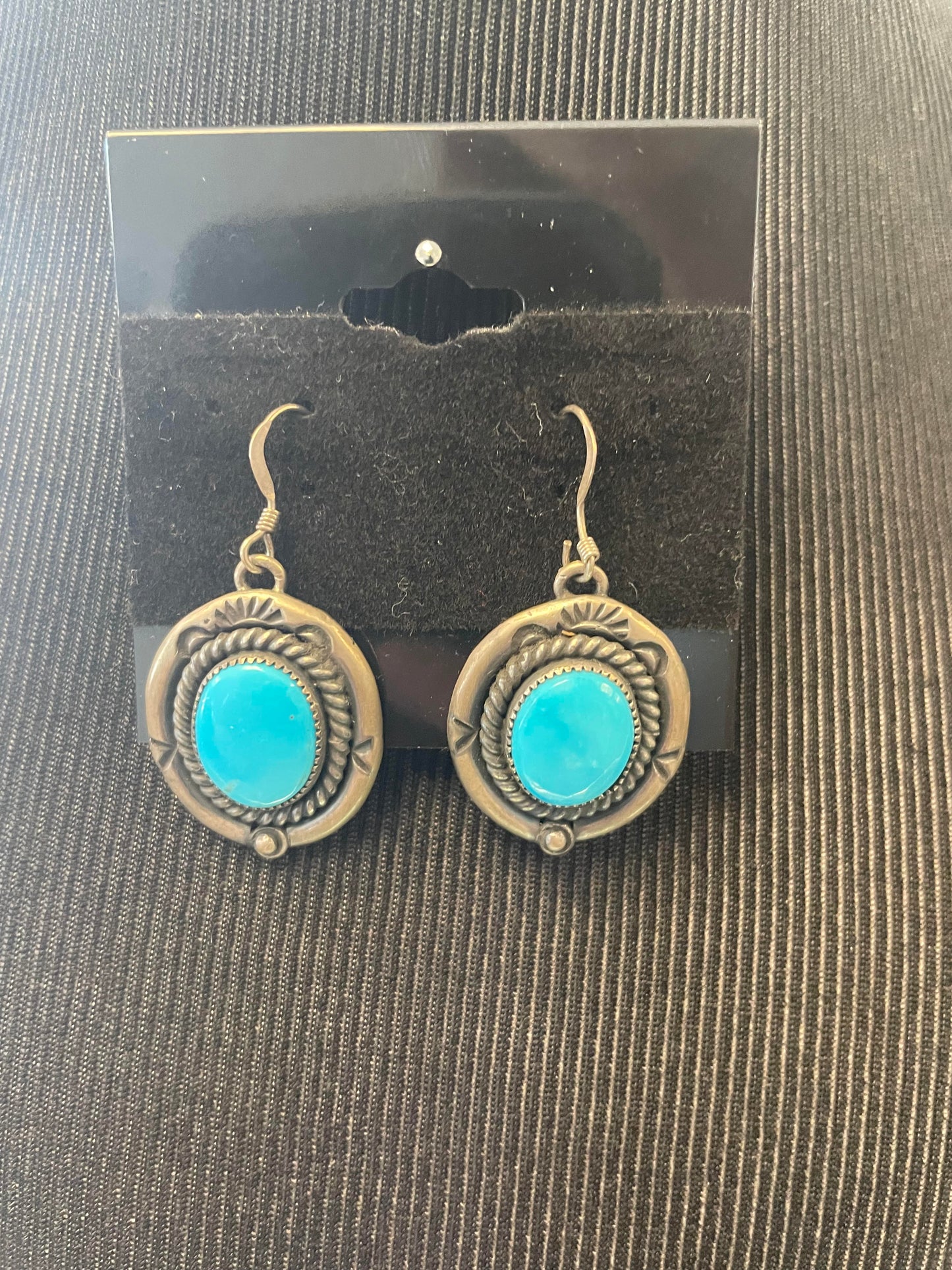 Turquoise silver squash blossom and earring set